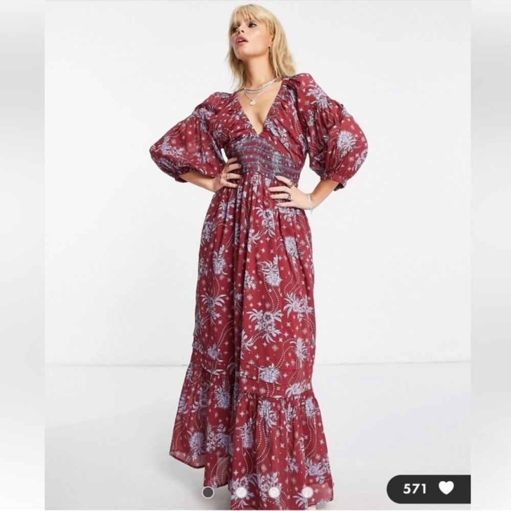 Free People Golden Hour small Wine Maxi dress